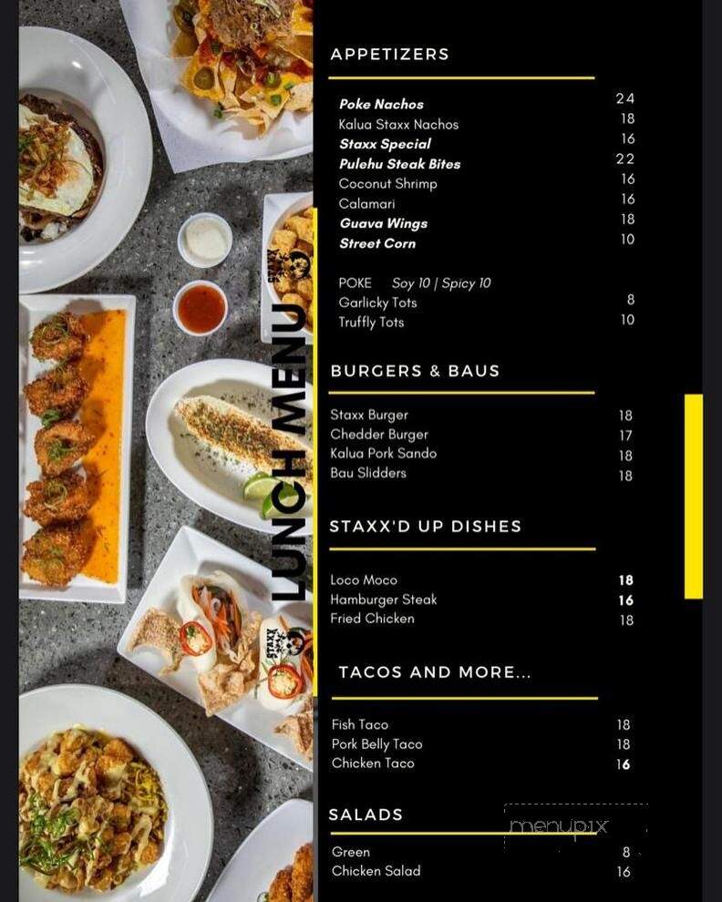 Staxx Sports Bar & Grill - Waianae, HI menu_pic