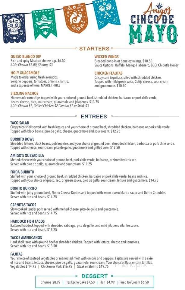 Amigo's Mexican Kitchen + Tequila Bar - Peabody, MA menu_pic