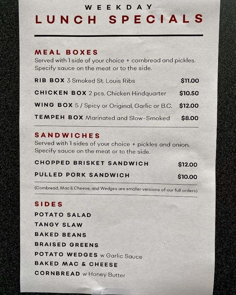 Clay's Smokehouse Grill - Milwaukie, OR menu_pic