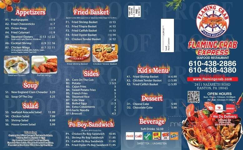 Flaming Crab - Easton, PA menu_pic