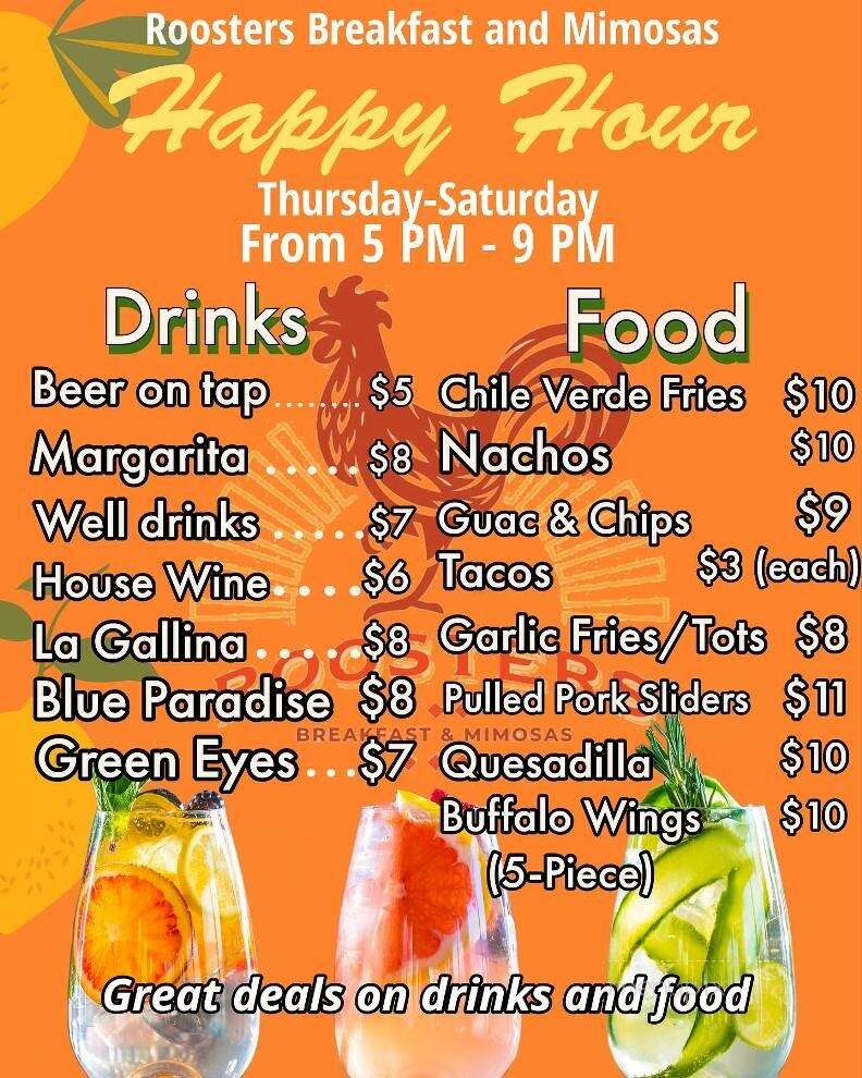 Rooster's Breakfast and Mimosas - Sacramento, CA menu_pic