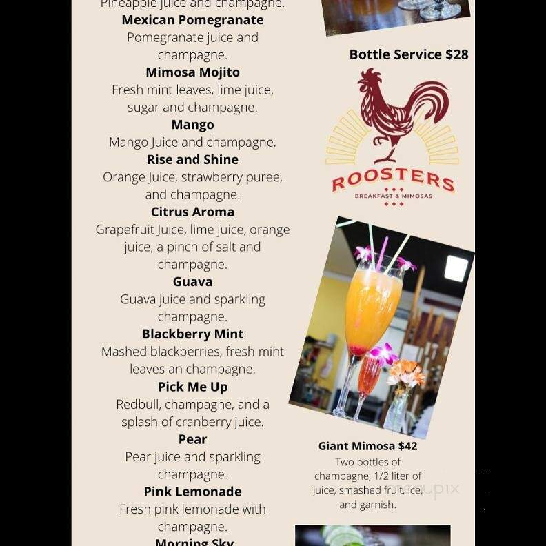 Rooster's Breakfast and Mimosas - Sacramento, CA menu_pic