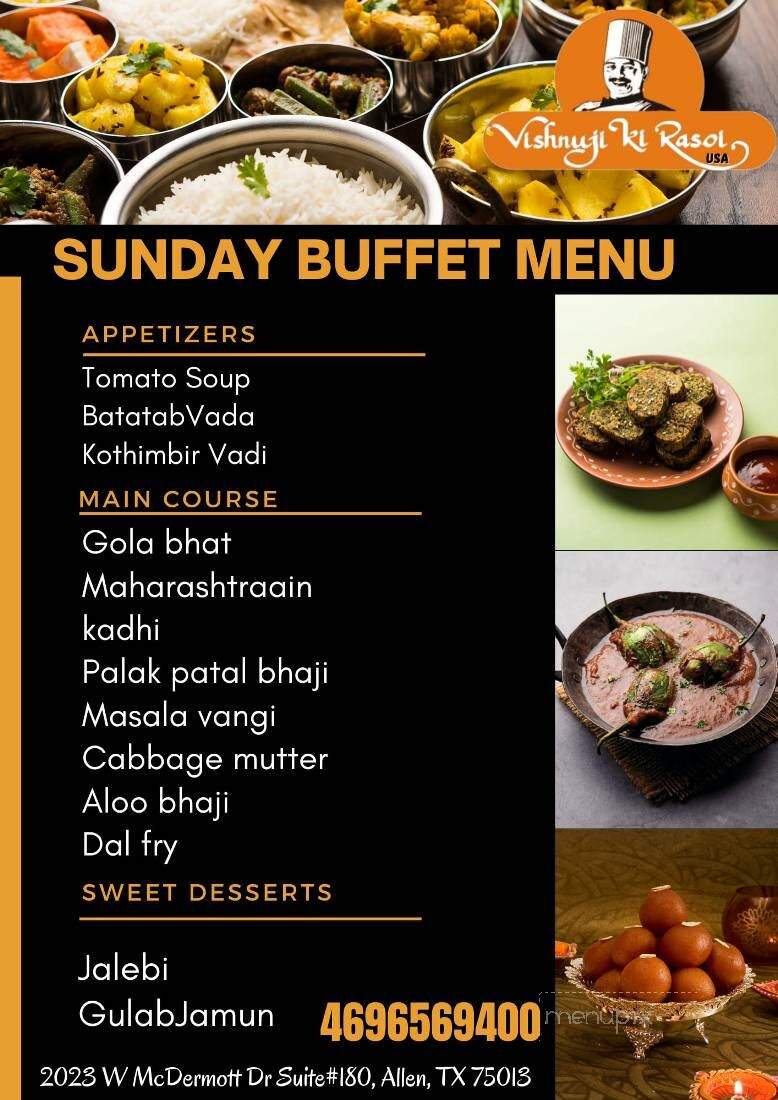 Vishnuji Ki Rasoi - Allen, TX menu_pic