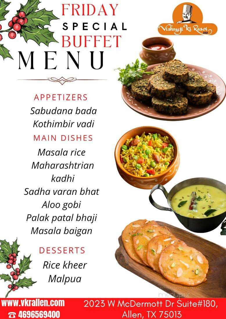 Vishnuji Ki Rasoi - Allen, TX menu_pic