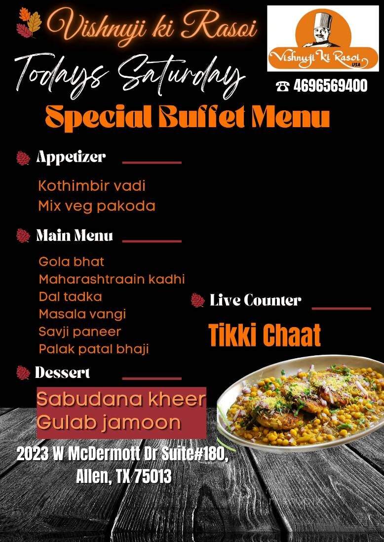 Vishnuji Ki Rasoi - Allen, TX menu_pic
