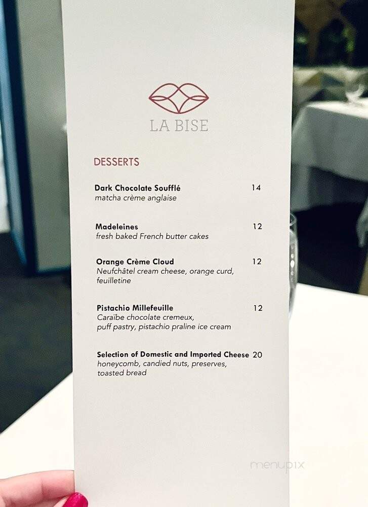 La Bise - Washington, DC menu_pic
