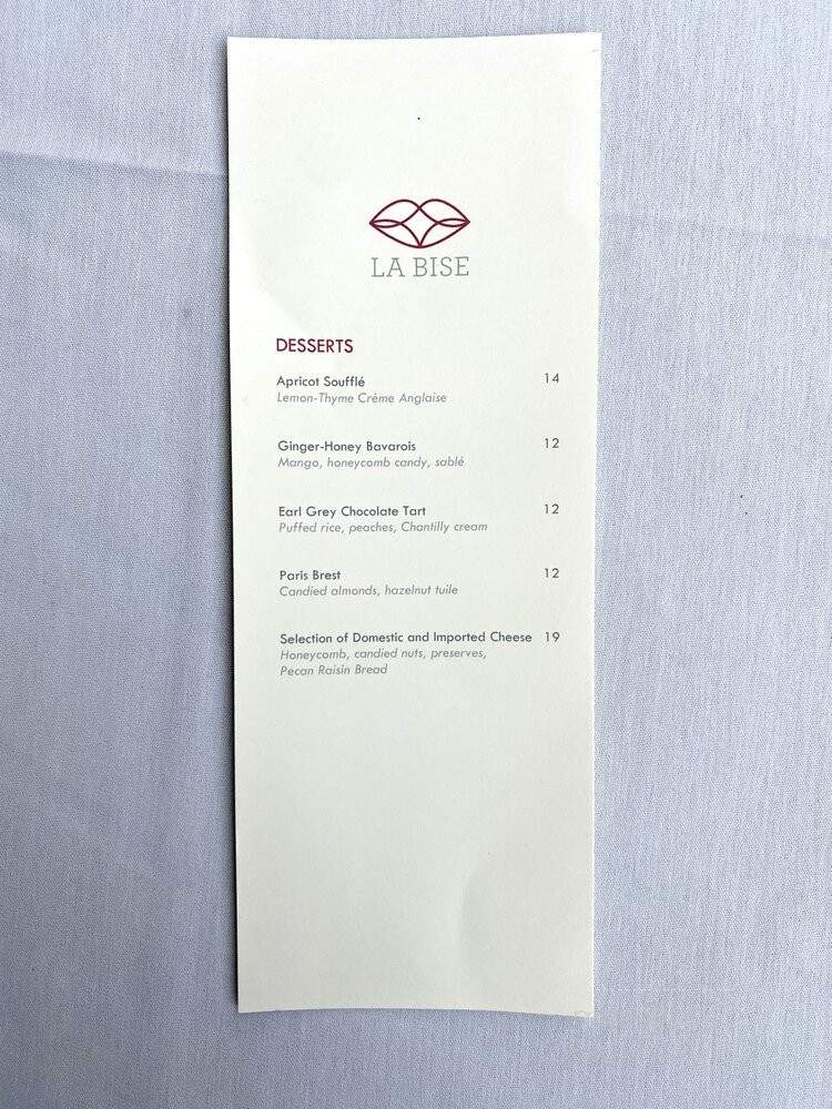 La Bise - Washington, DC menu_pic