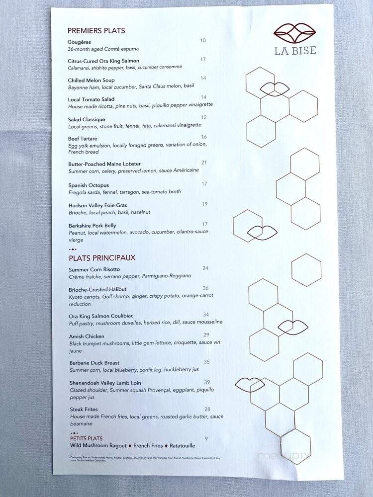 La Bise - Washington, DC menu_pic