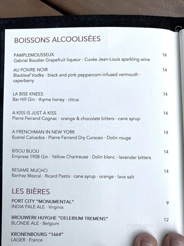 La Bise - Washington, DC menu_pic