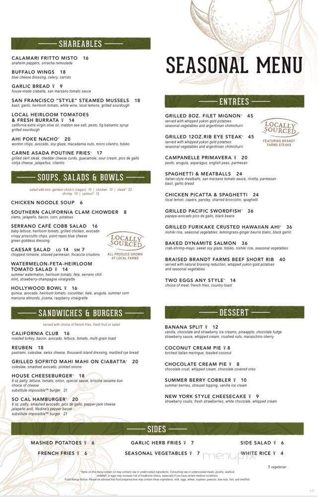 Serrano Vista Cafe - Highland, CA menu_pic