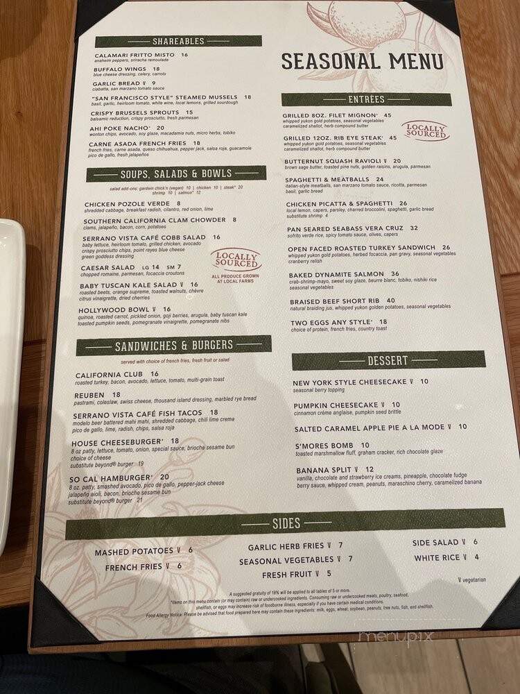 Serrano Vista Cafe - Highland, CA menu_pic