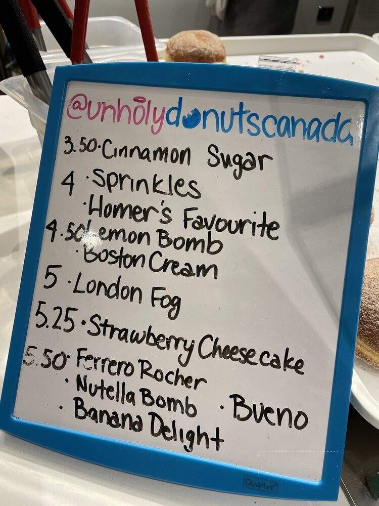 Unholy Donuts - Toronto, ON menu_pic