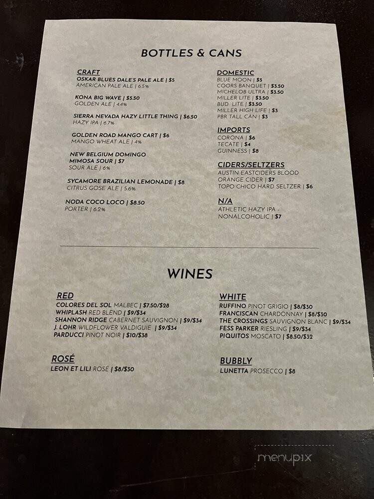 Crafted - Mebane, NC menu_pic