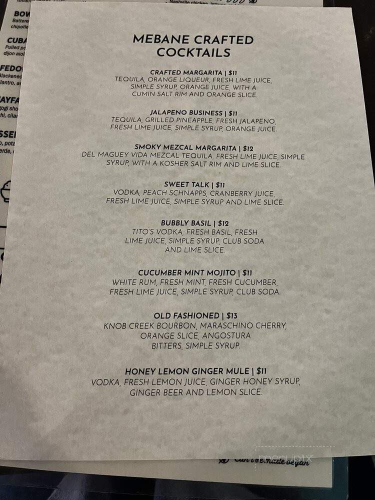 Crafted - Mebane, NC menu_pic