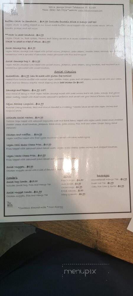The Social Vegan - Tallahassee, FL menu_pic
