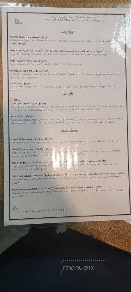 The Social Vegan - Tallahassee, FL menu_pic