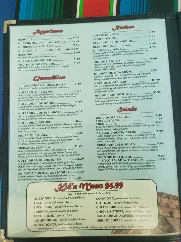 El Maya - Alva, OK menu_pic