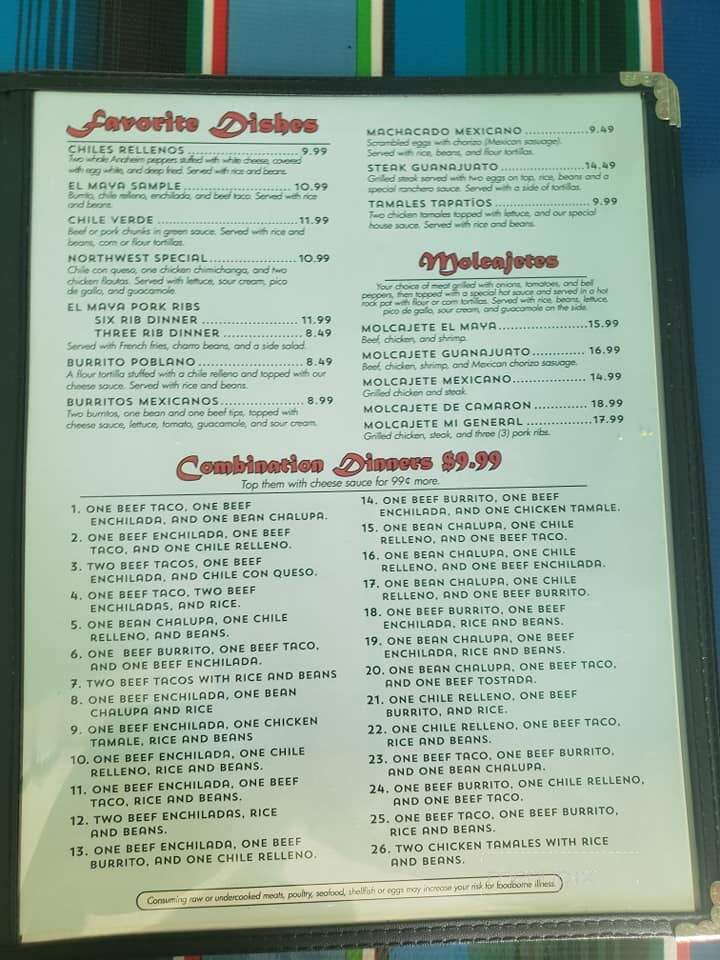 El Maya - Alva, OK menu_pic