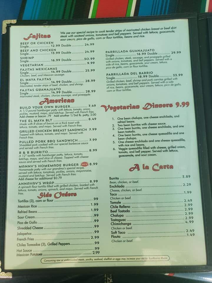 El Maya - Alva, OK menu_pic