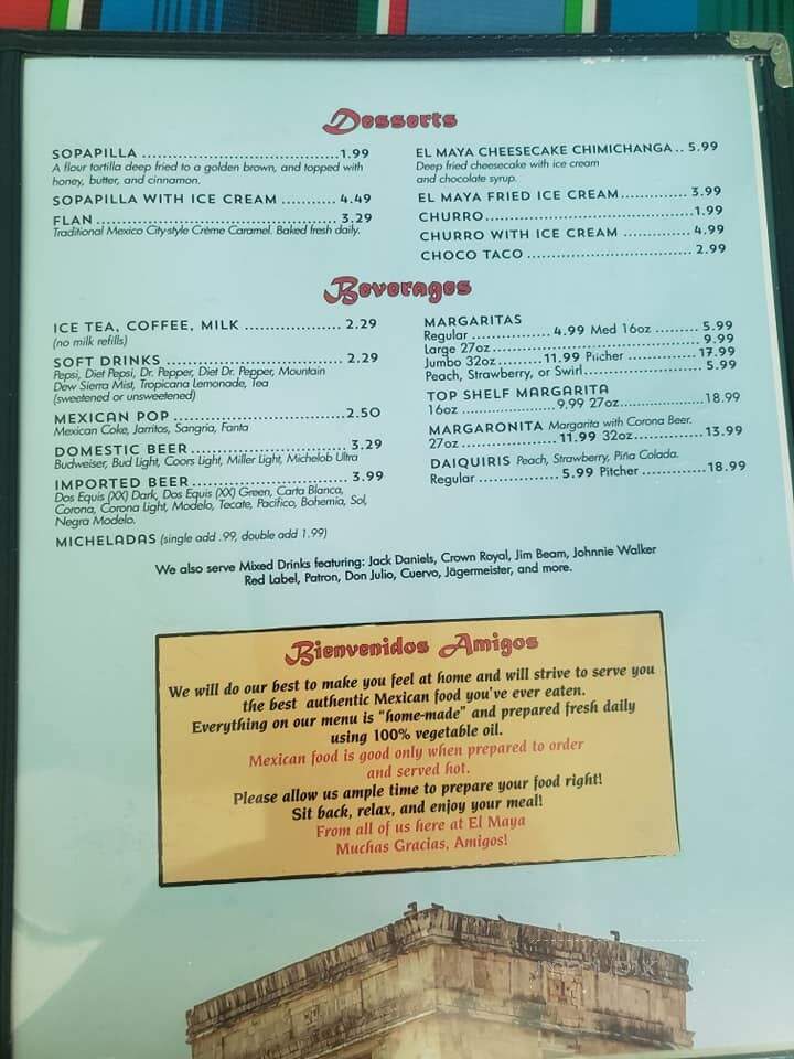 El Maya - Alva, OK menu_pic