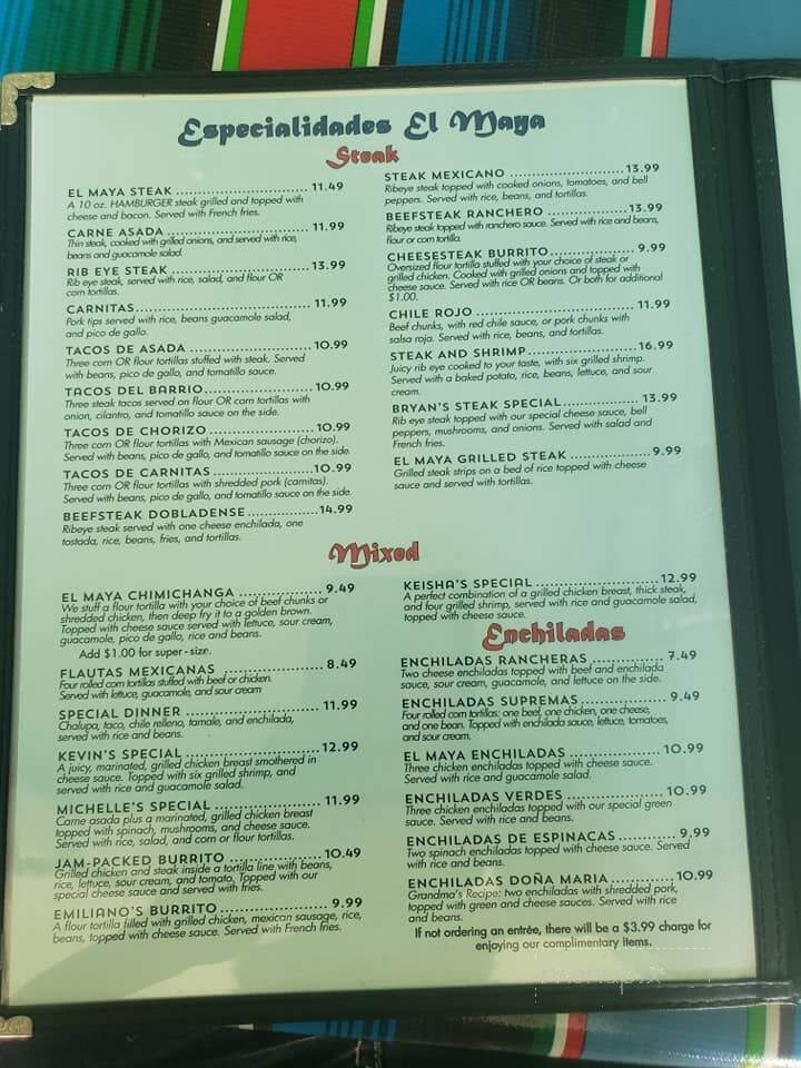 El Maya - Alva, OK menu_pic