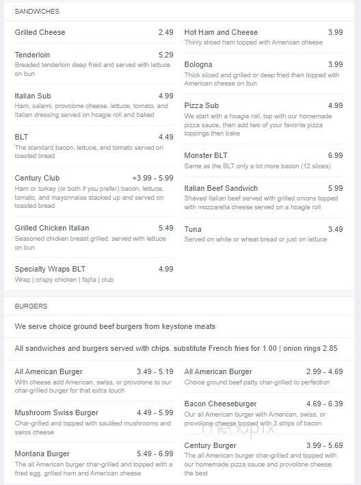20th Century Lanes - Lima, OH menu_pic