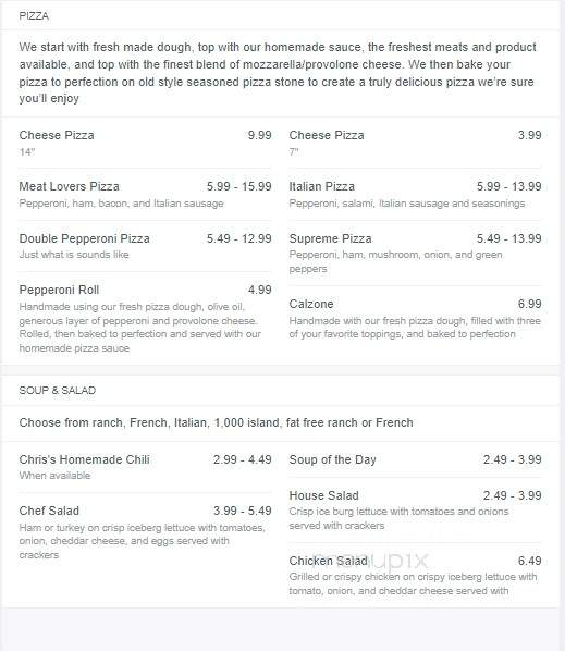 20th Century Lanes - Lima, OH menu_pic