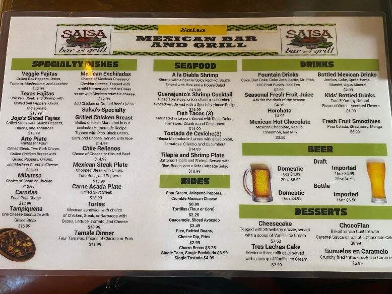 Salsa Grill - Flowery Branch, GA menu_pic