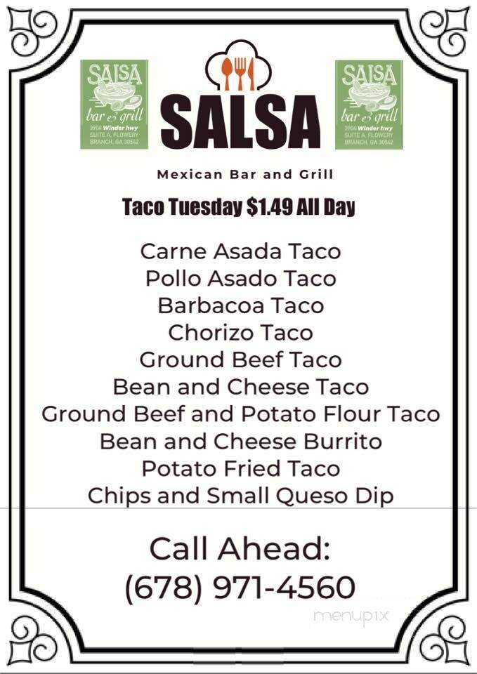 Salsa Grill - Flowery Branch, GA menu_pic