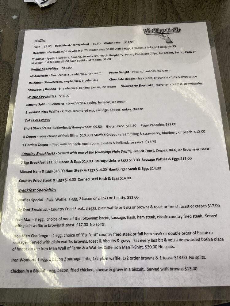 Waffles Cafe - Yakima, WA menu_pic