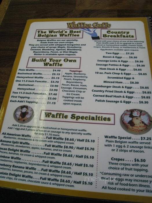 Waffles Cafe - Yakima, WA menu_pic