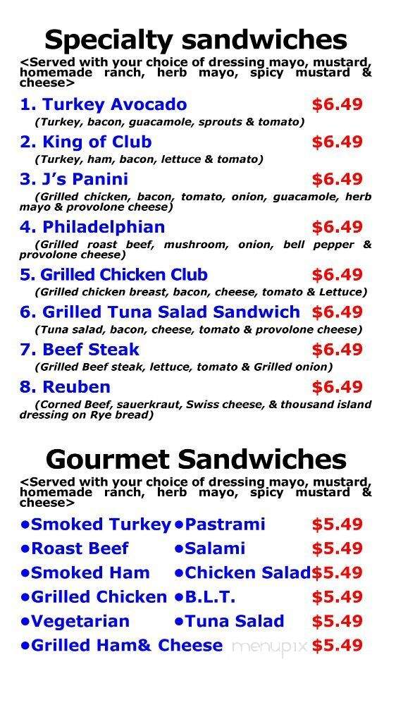 J's Deli - Dallas, TX menu_pic
