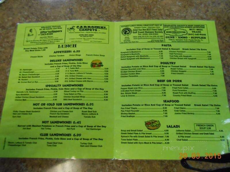 Stamatis Family Restaurant - Fort Myers, FL menu_pic