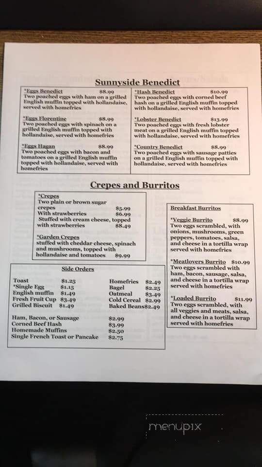 Sunnyside Restaurant - Springvale, ME menu_pic