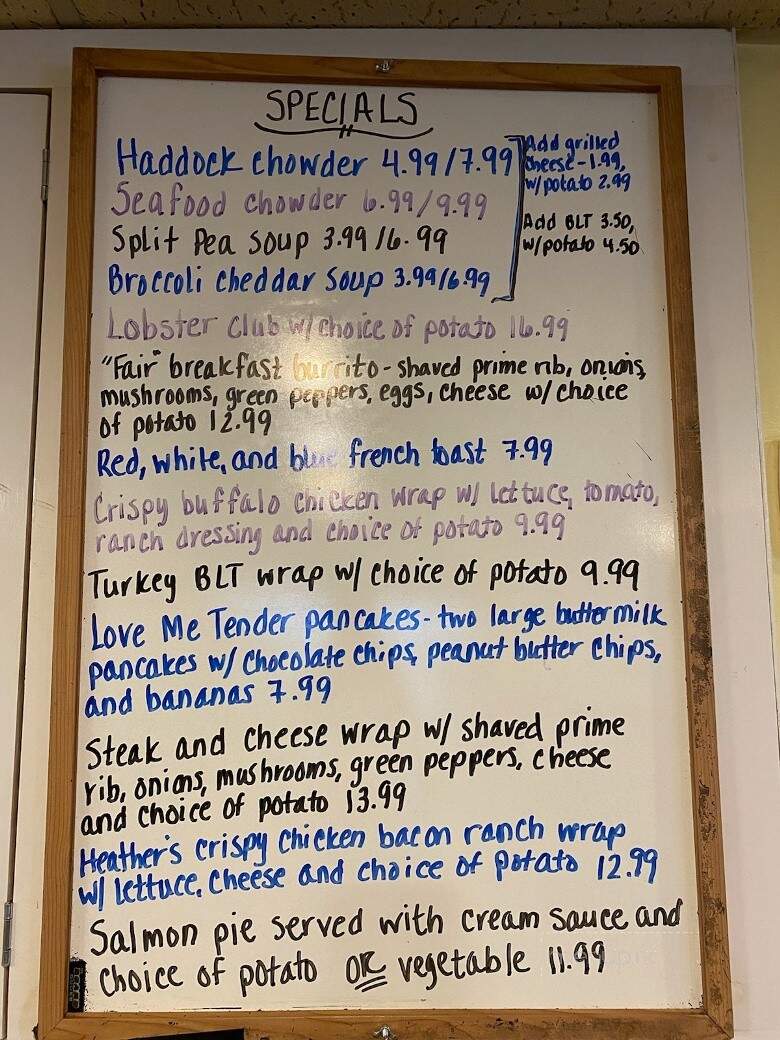 Sunnyside Restaurant - Springvale, ME menu_pic