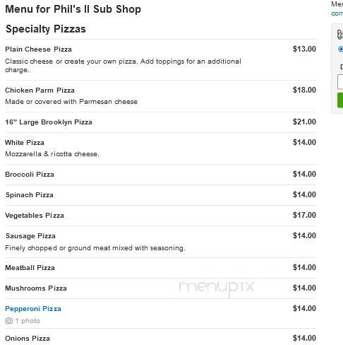 Phil's Sub Shop - Allentown, NJ menu_pic