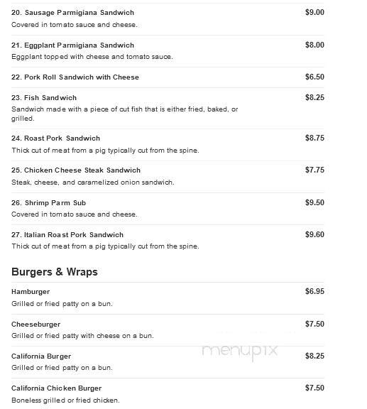 Phil's Sub Shop - Allentown, NJ menu_pic