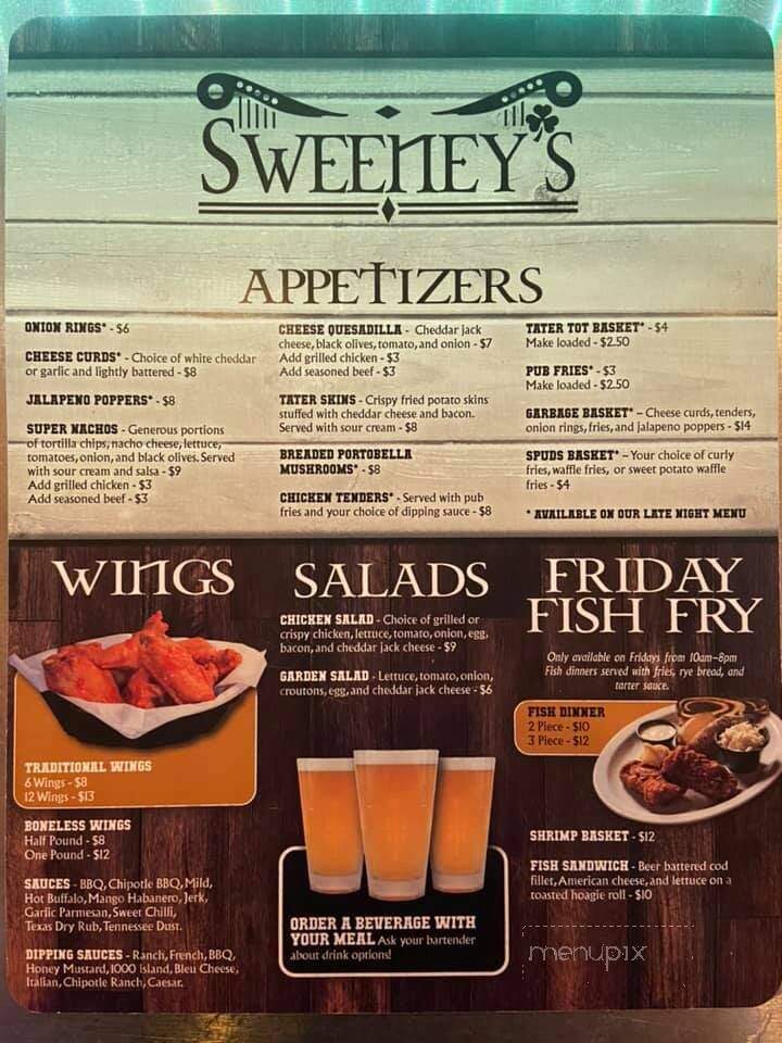Sweeney's Bar & Grill - Chippewa Falls, WI menu_pic