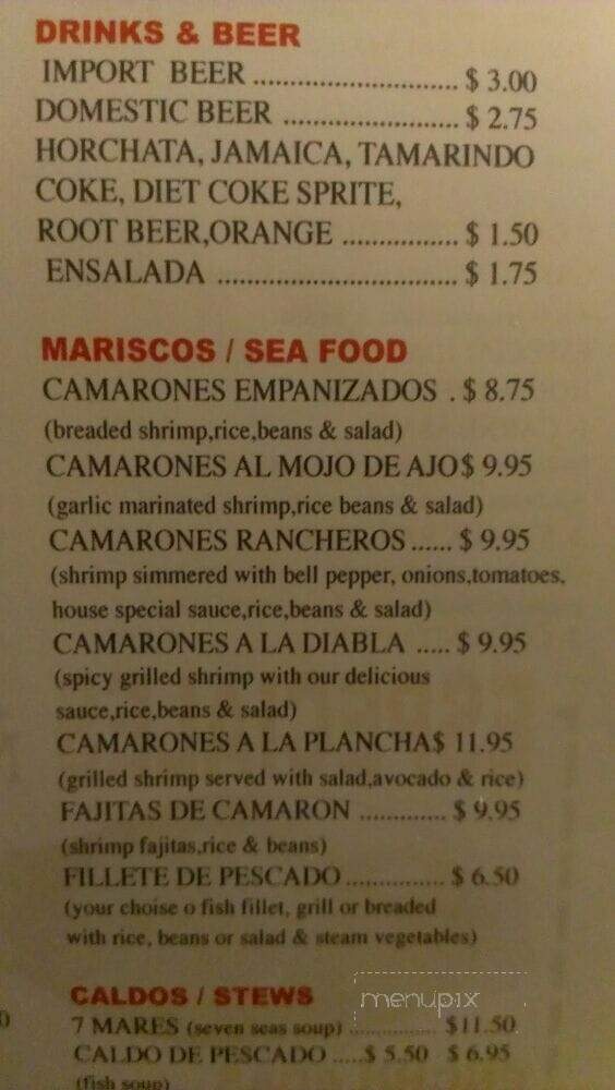 El Tequilense - Downey, CA menu_pic