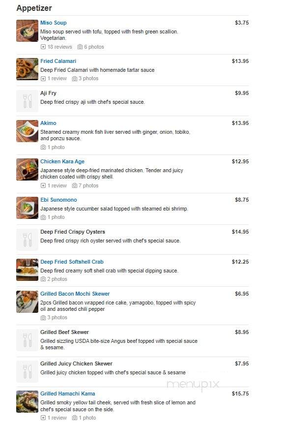 Rocket Sushi - San Francisco, CA menu_pic