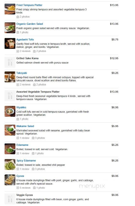 Rocket Sushi - San Francisco, CA menu_pic