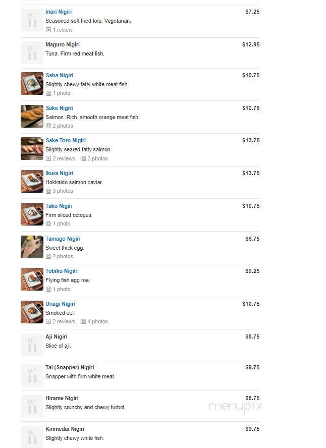 Rocket Sushi - San Francisco, CA menu_pic