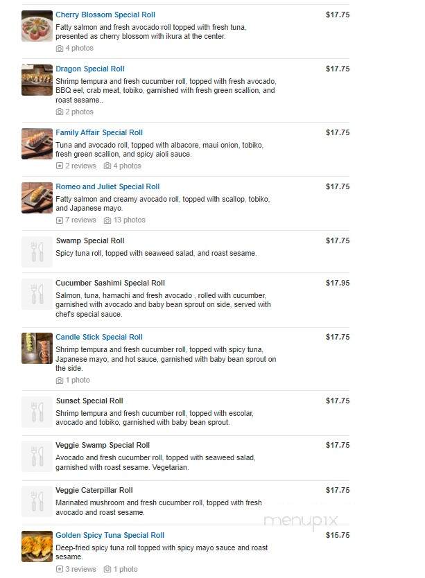 Rocket Sushi - San Francisco, CA menu_pic