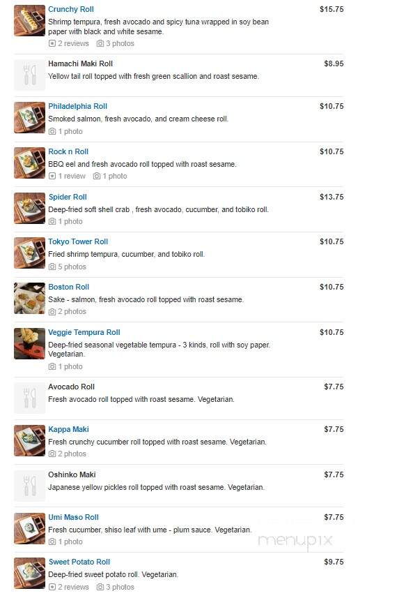 Rocket Sushi - San Francisco, CA menu_pic