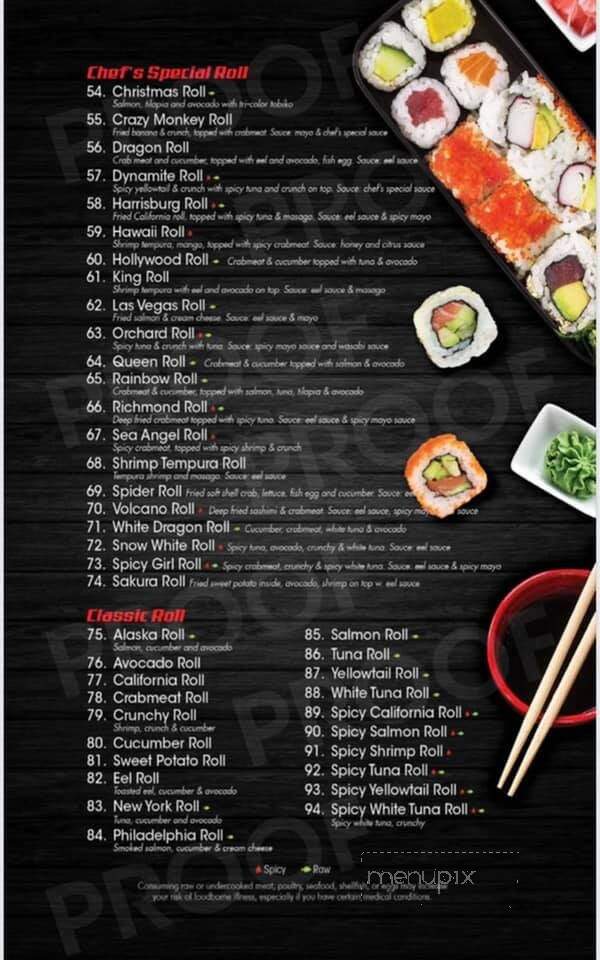 Sushi Heaven - Mechanicsburg, PA menu_pic