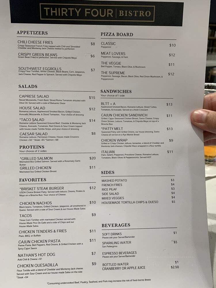 Thirty Four Bar & Bistro - Irvine, CA menu_pic
