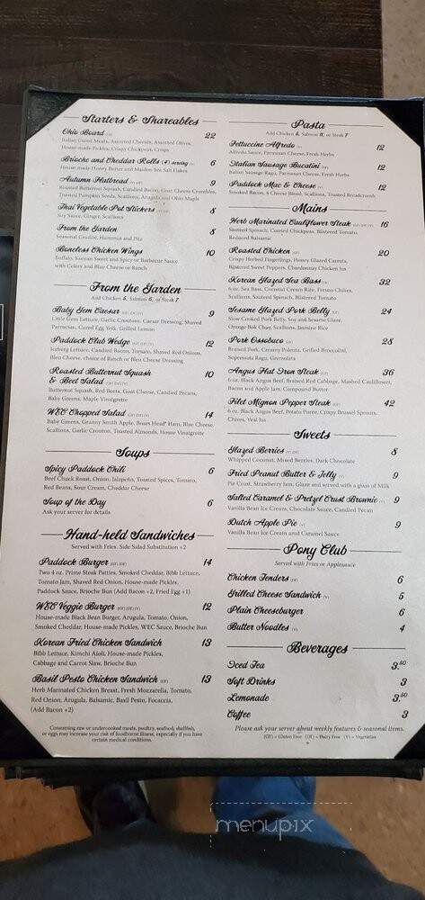 The Paddock Club - Wilmington, OH menu_pic
