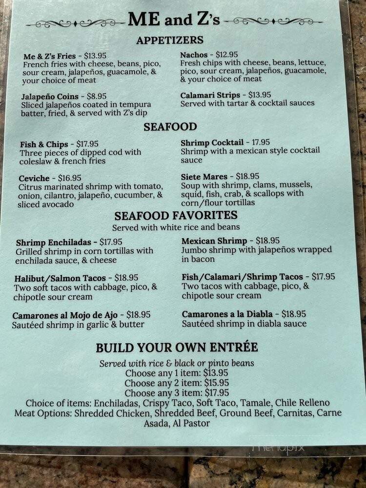 Me and Z's - Arroyo Grande, CA menu_pic
