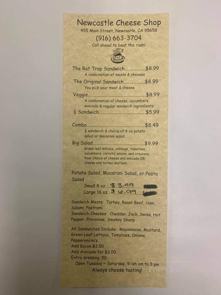 Newcastle Cheese Shop - Newcastle, CA menu_pic
