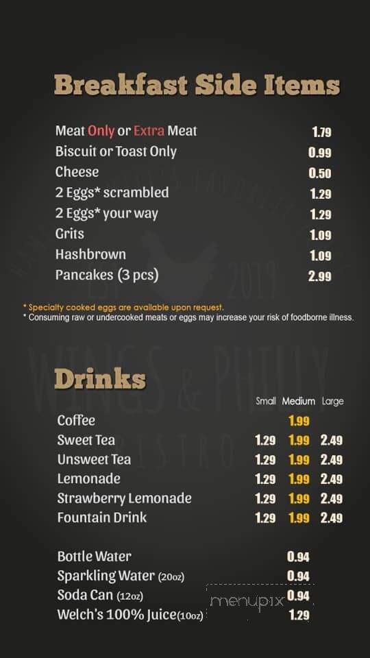 Philly Bistro - Buford, GA menu_pic